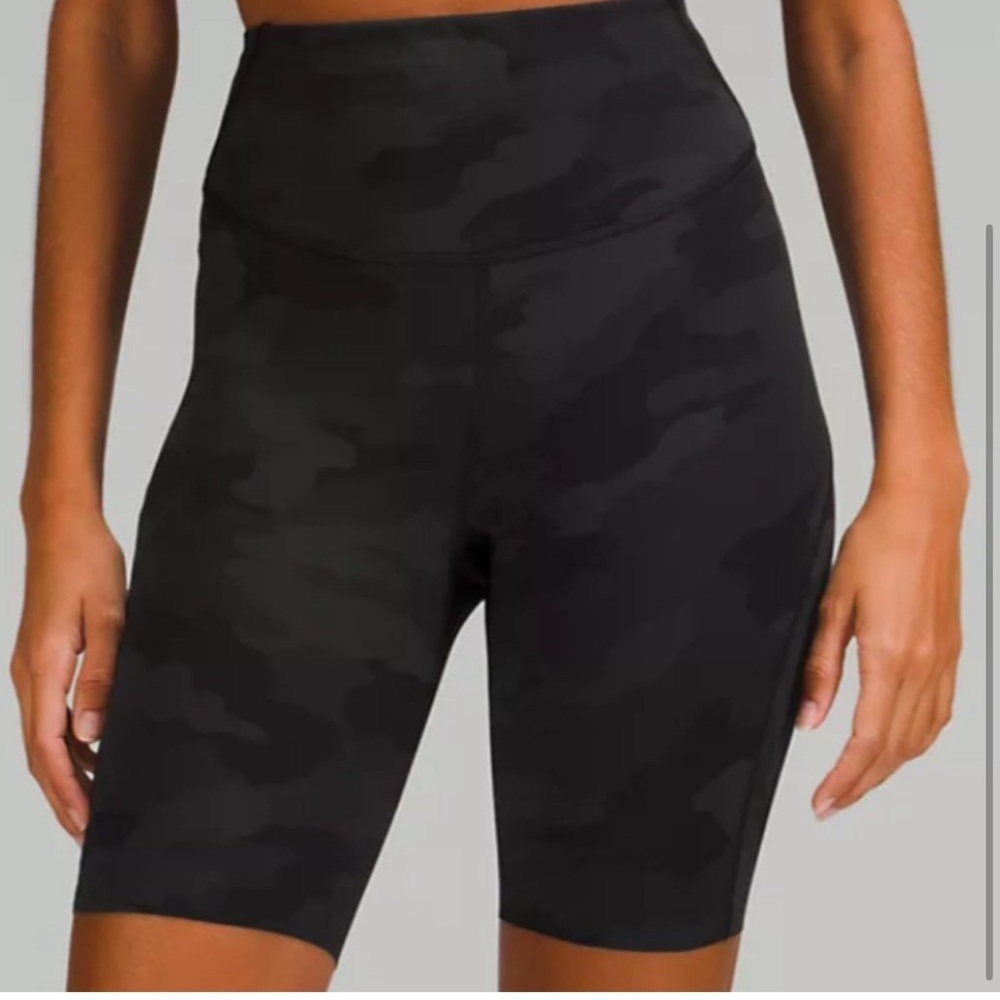 1. Lululemon Base Pace High-Rise Short 8" Camo Coal Grey Black Bike Short